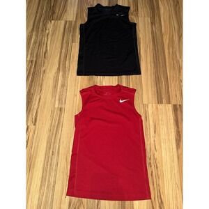 Nike Boys Small S 8 Compression Dri-Fit Muscle Tank Top Lot Red Black‎